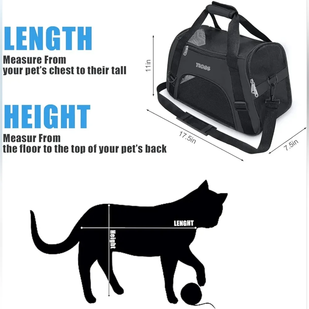 Green & Black Cat Carrier Airline Approved Pet Carrier,Soft-Sided Pet Travel Car